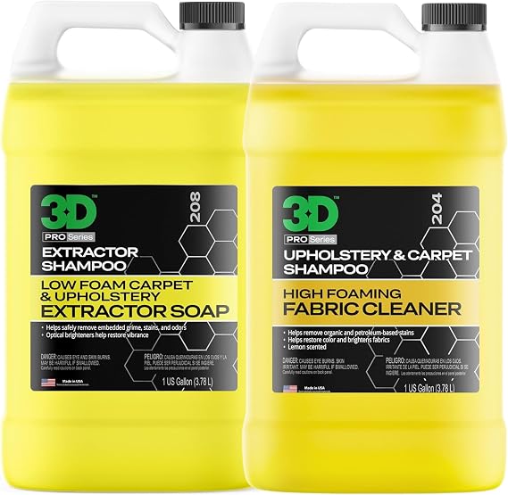 3D Extractor Carpet Cleaner Upholstery Shampoo Ultimate Carpet & Upholstery Cleaning Kit Low Foam & High Foam Stain Remover Duo 1 Gallon Each