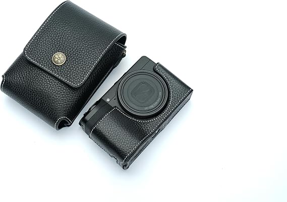 Handmade Genuine Leather Camera Case Bag Cover for Ricoh GR IV GR4, Black Full Case + Half Case, Pack pocket