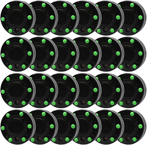 Green Biscuit NHL Street Roller Hockey Puck-24 Pack, Outdoor Off ice Hockey Pucks for Practice + Training and Stick Handling - Original Street Puck with Rollers - Official