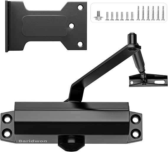 Automatic Door Closer for Home or Commercial, Heavy Duty Door Slower Closer No Slam, Hydraulic Door Soft Closer with Hold Open, Self Closing Mechanism for Ensure Smooth and Secure,Small