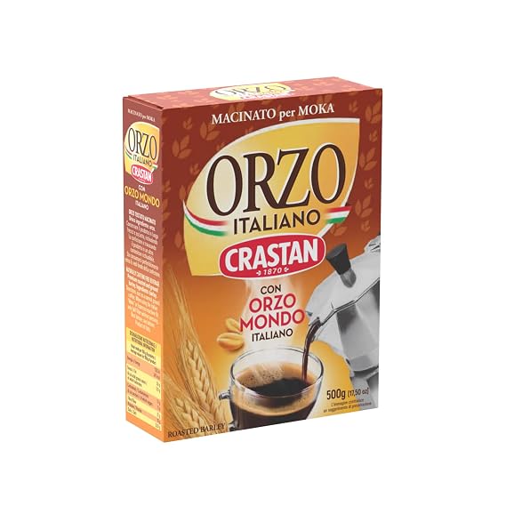 Crastan: "Orzo Speciale per Moka" Toasted Ground Italian Barley 17.6 Ounce (500gr) Package [ Italian Import ]