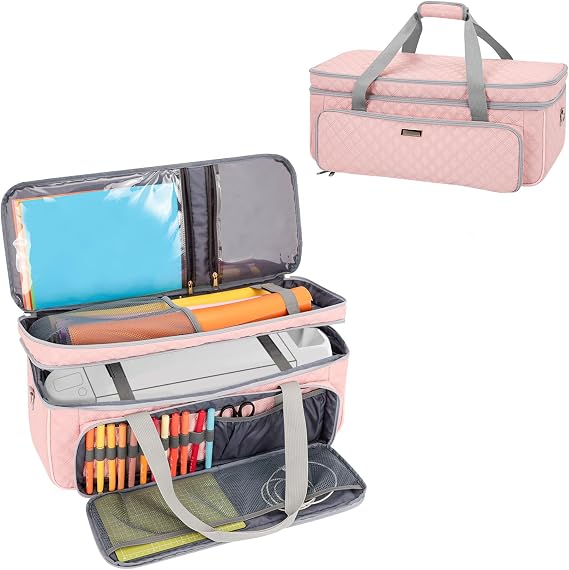 Carrying Case Compatible with Cricut Maker 4/3, Explore 4/3 and Explore Air 2, Double-Layer Machine Bag with Dust Cover, Craft Organizer for Accessories and Tools, Bag Only