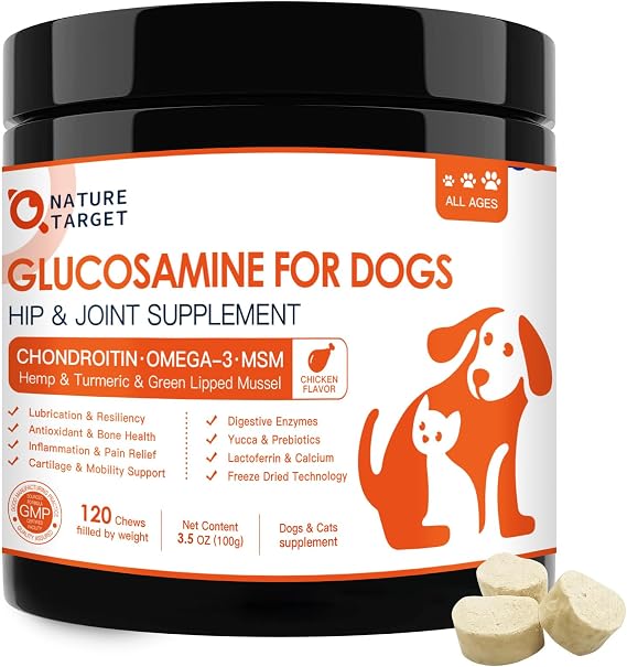 NATURE TARGET Glucosamine for Dogs, Hip and Joint Supplement, 120 Bites