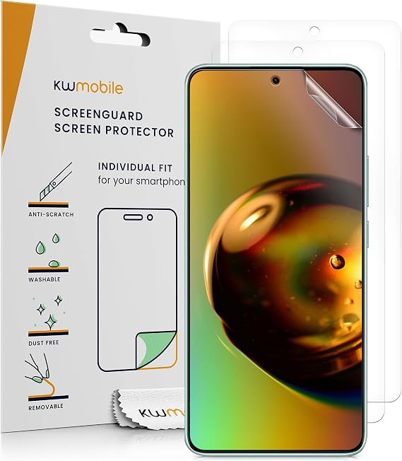 kwmobile Screen Protectors Compatible with Xiaomi Redmi Note 14 5G (Not for 4G) Screen Protector - 3X Ultra-Clear Transparent Phone Films