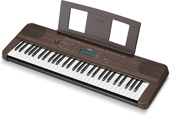 Yamaha Digital Keyboard PSR-E360MA, Dark Walnut - Entry-Level Digital Keyboard with 61 Touch-Sensitive Keys, Portable Keyboard in Classic Design for any Living Space