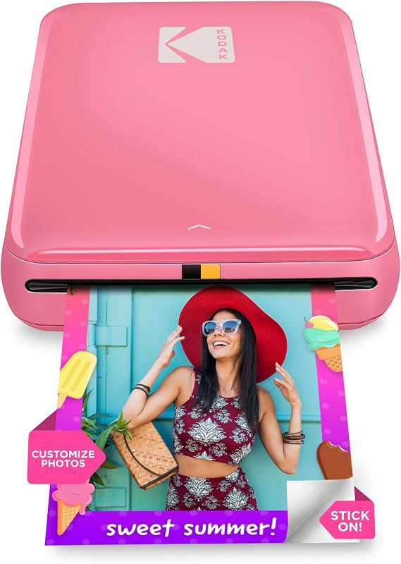 KODAK Step Instant Smartphone Photo Printer, Portable Mini Color Wireless Mobile Printer, Zink 2x3 (5.1x7.5 cm) Sticky-Back Photos, Bluetooth Compatible with iOS & Android Devices, Editing App, Pink