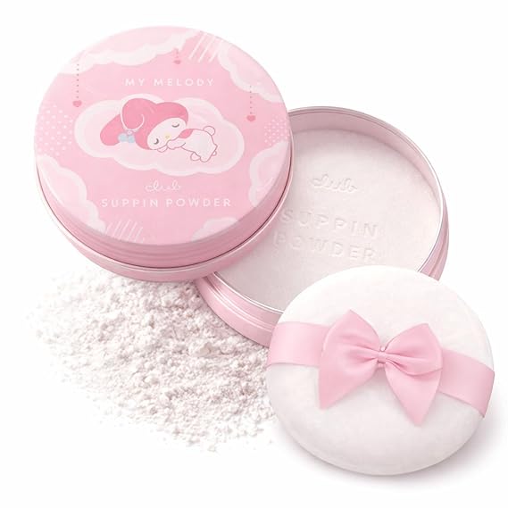 Club Suppin Translucent Pressed Powder Makeup Foundation, Hydrating Matte Setting Powder, Loose Finishing Powder for Face with Shea Butter& Aloe, Overnight Japanese Skincare Powder | Sanrio MY MELODY