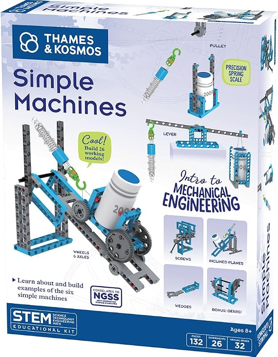 Thames & Kosmos Simple Machines | Kids Science Kit | STEM Toys for Mechanical Physics | Science Experiments | Educational Learning Resources | Ages 8+ | Hands-On STEM Toy, White