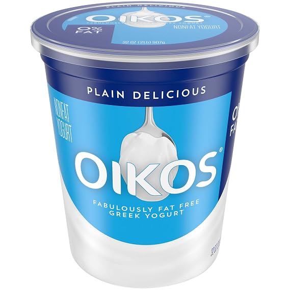 Oikos Plain Nonfat Greek Yogurt, 32 Ounce -- 6 per case.