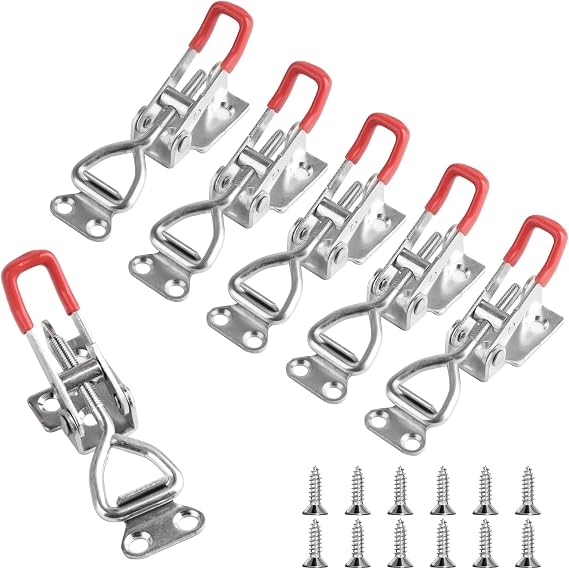 6 Pcs Toggle Clamp Latch Metal Toggle Latch Adjustable Toggle Catch | Latch Clasp Quick Release Tension Lock for Case Cabinet Boxes Closure Tool Boxes Latch Clamps Tool 100kg/220lbs