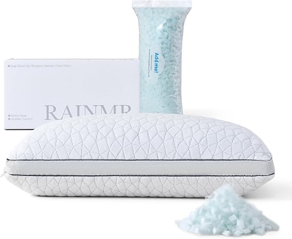 Rainmr Cooling Gel Memory Foam Pillow for Sleeping, 20" x 36" King Size Pillow with Dual-Side Pillowcase - Cool & Bamboo-Derived Rayon Sides, Supportive Firm Bed Pillow (King)