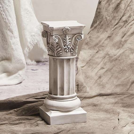 Outdoor Pedestal Stand, 34.5x13.5cm Resin Roman Pillar Statues, Greek Column Figurine for Wedding Garden Yard Decorations