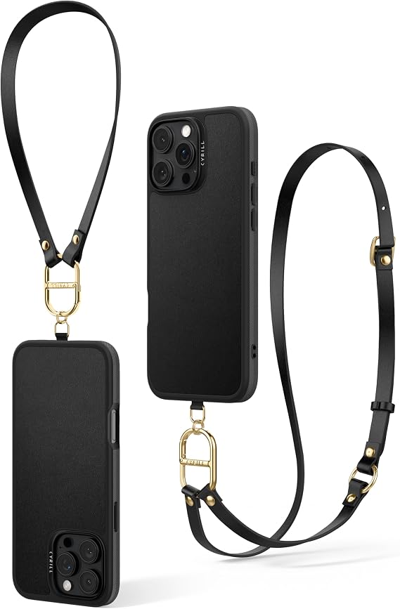 Spigen Ciel by CYRILL Apple iPhone 16 Pro Max ile Uyumlu Askılı MagSafe Kılıf Kajuk Mag Hava Kanalı Teknolojisi™ Askeri Sınıf Koruma Classic Charm Black Vegan Deri Kapak - ACS08400