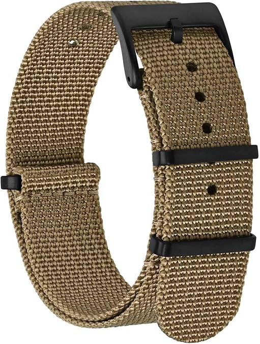 BISONSTRAP Nylon Watch Bands for Men, One-Piece Military Watch Straps, 18mm 20mm 22mm