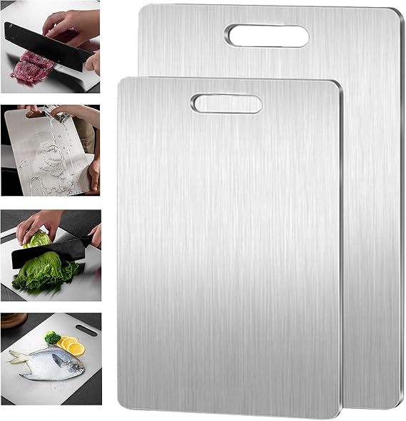 Titanium Cutting Board,Titanium Cutting Boards for Kitchen,304 Stainless Steel Food Grade Cutting Board for Meat Fruit & Vegetable (18 * 12 inch)