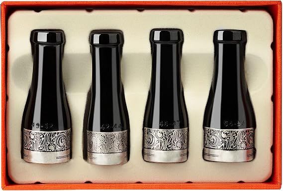 Cigar Mouthpiece Set for Men and Women Cigar Holder with 4 Size (Color:Black+Silver)