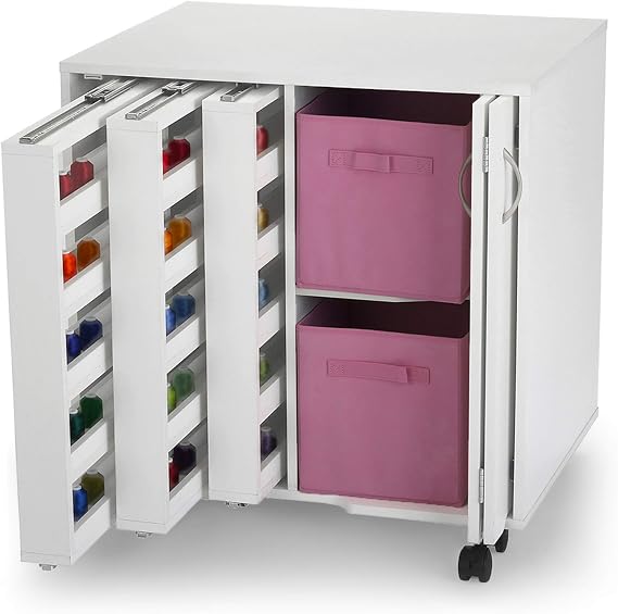 Arrow 2031 Mod Squad Modular 3 Thread Unit Sewing and Craft Storage Cabinet, Portable with Wheels, White Finish