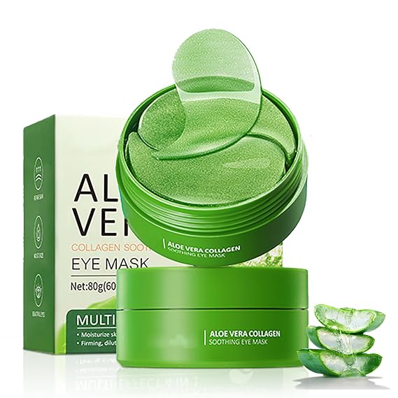 Aloe Vera Under Eye Masks, 60 PCS, Eye Bags, Puffy Eyes and Dark Circles Treatments, Reduce Wrinkles & Fine Lines Undereye Patches, Smooth, Firming, Moisturizing Eye Skin for Men&women Gift