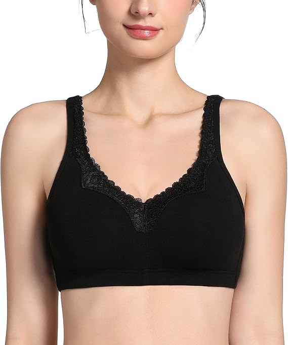 Lemorosy Women's Plus Size Cotton Minimizer Wireless Everyday Comfort Bra