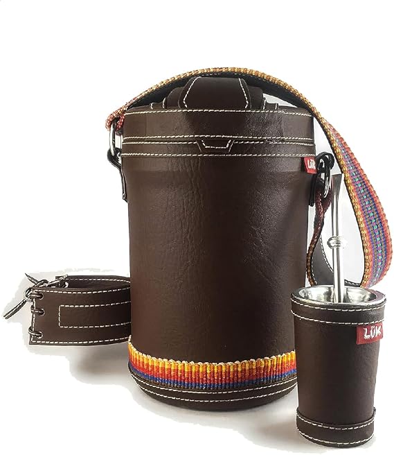 Kit termos Terere Yerba Mate Luk Termos | Artesania faja Paraguaya | Set termo + bombilla + guampa mate