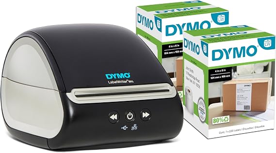 DYMO LabelWriter 5XL Label Printer Bundle, Prints Extra-Wide Shipping Labels(UPS, USPS),Perfect for Ecommerce Sellers, Includes 2 Extra-Large