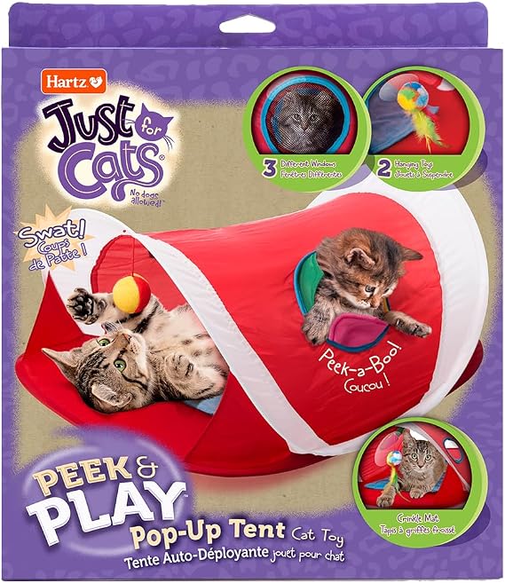 Hartz Just for Cats Peek & Play Pop-Up Cat Tent Toy, All Breed Sizes