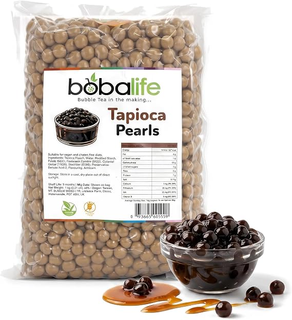 Bobalife Tapioca Pearls 1kg – Bubble Tea Boba Pearls for Milk Tea, Iced Drinks & Desserts – Chewy Taiwanese Style, Vegan & Gluten Free