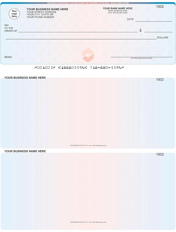 ABC Computer Voucher Checks Compatible w/QuickBooks Check on Top, Chain Prismatic (100 Sheets)