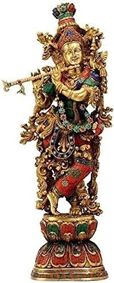 Lord Krishna Statue in Brass, Krishan Figurine,Lord Murli Manohar Krishna Krishan Brass Statue Murti Gift & Home Décor Big Size- Height 29