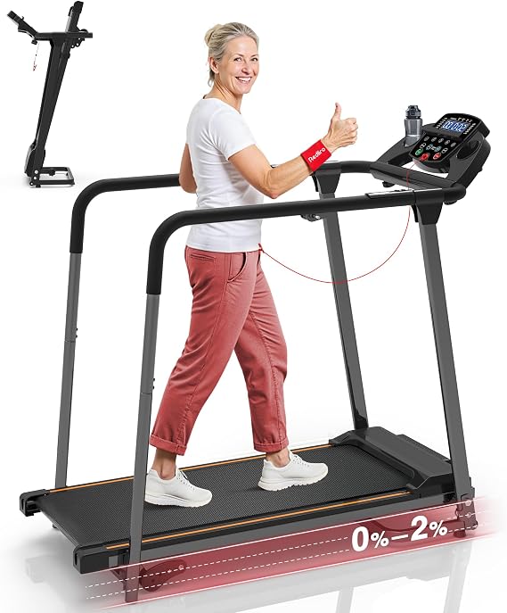 Redliro Treadmill for Seniors with Long Handrails - Walking Treadmill