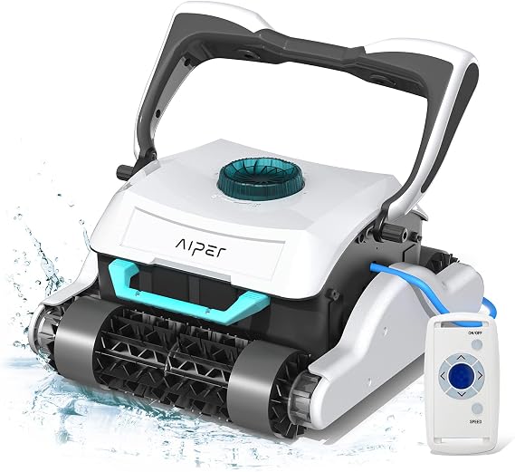 Aiper Automatic Robotic Pool Cleaner, Robotic Pool Vacuum, Smart Remote Control, Triple-axis Motor, Multi-Layer Filtration Three Different Densities for Inground Pools Up to 60ft-Orca2000