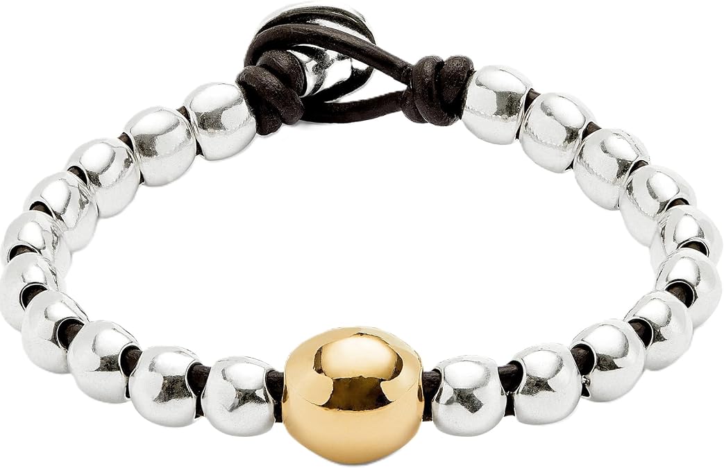 Uno de 50 SER INTREPIDA Sterling Silver and 18K Gold-Plated Beaded Bracelet, 7", Handmade in Spain