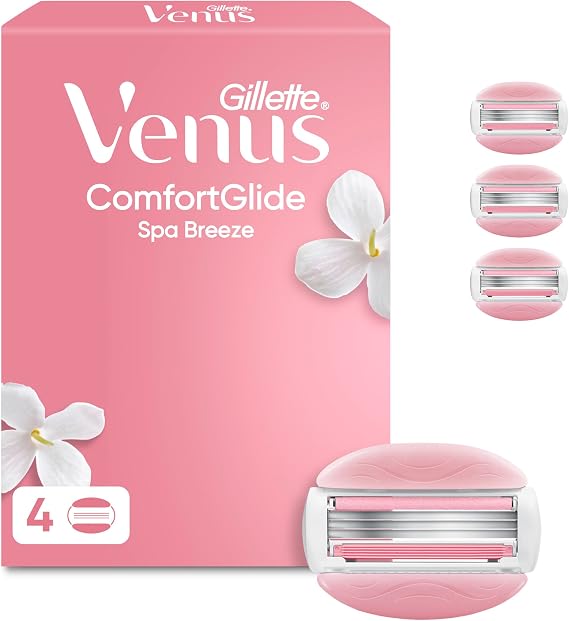 Gillette Venus Comfortglide Spa Breeze Razor Blade Refills Women, 4 Count