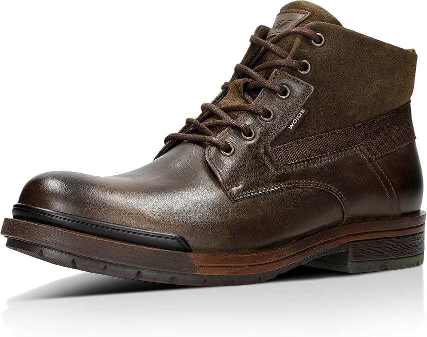WOJAS - Herren Workerboots I Glattleder und Spaltvelours I Warmes Futter I Urbaner und Lässiger Stil I Praktisch und Bequem I für den Winter I 24033-72 - Braun
