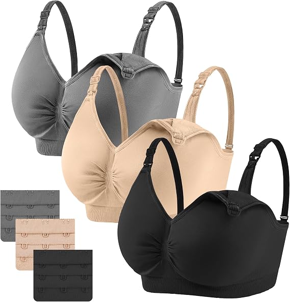 3 Pack Nursing Bras for Women Breastfeeding, Maternity, Pregnancy