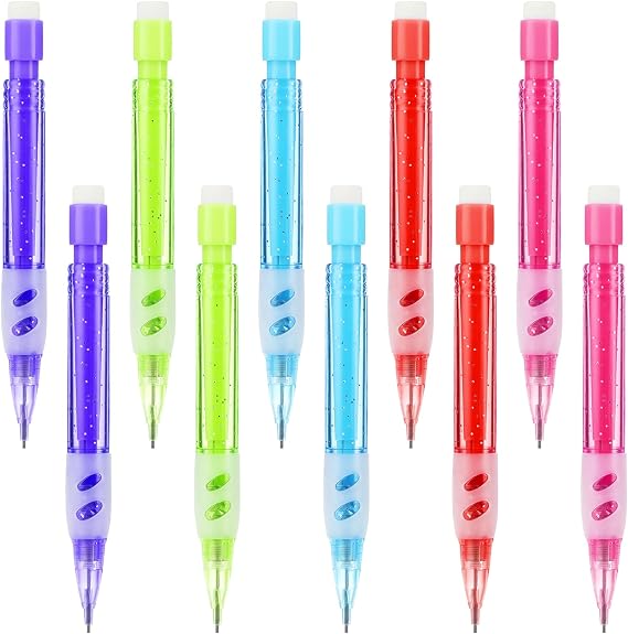 10 PCS Mini Mechanical Pencils 0.7mm Automatic With Eraser for High School Students & Kids - Office Supplies for Writing & Drawing