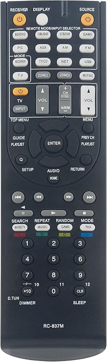 RC-837M Replaced Remote fit for Onkyo AV Receiver TX-NR616 TX-NR414 | HT-S6500 HT-R494 HT-S5800 HT-S7805 TX-NR818 TX-NR809 TX-NR515AE HT-RC470 TX-NR515AE HT-RC470 TX-NR616 TX-NR809 HT-S6500 Sub