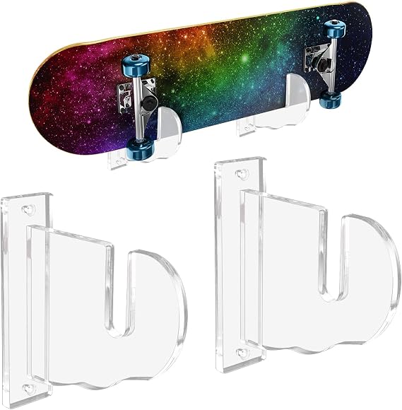 BiJun Skateboard Wall Mount, Snowboard Wall Mount Display, Acrylic Horizontal Skateboards Rack, Skateboard Storage Hanger