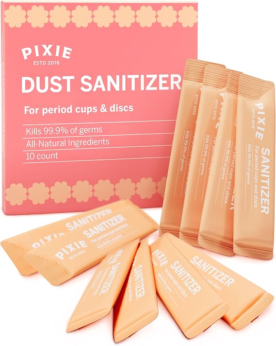 Pixie Cup Dust Menstrual Cup Sanitizer - Menstrual Disc Sanitizer + Period Cup Cleaner - Just add Water - Portable Travel Solution for Feminine Care