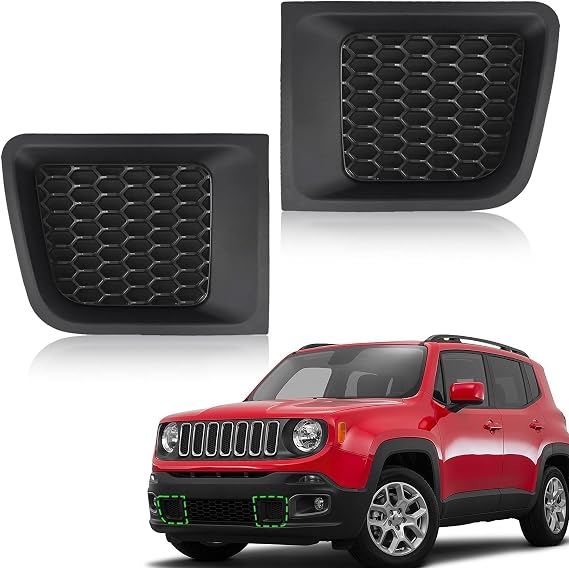 JOLONG Front Pair Grille Insert for Jeep Renegade 15-18 735618579 735618580 | bezel cover 5XB62LXHAA 5XB63LXHAA CH1038176 CH1039176