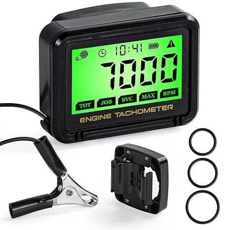 Tachometer Chainsaw Tachometer LCD Speedometer with Wireless Induction RPM Speedometer Petrol Engine Lawn Mower Night Vision Maintenance Function for Motorcycle Lawn Mower Snowmobile