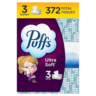 Puffs Ultra Soft Facial Tissue - Family Boxes, 3x124