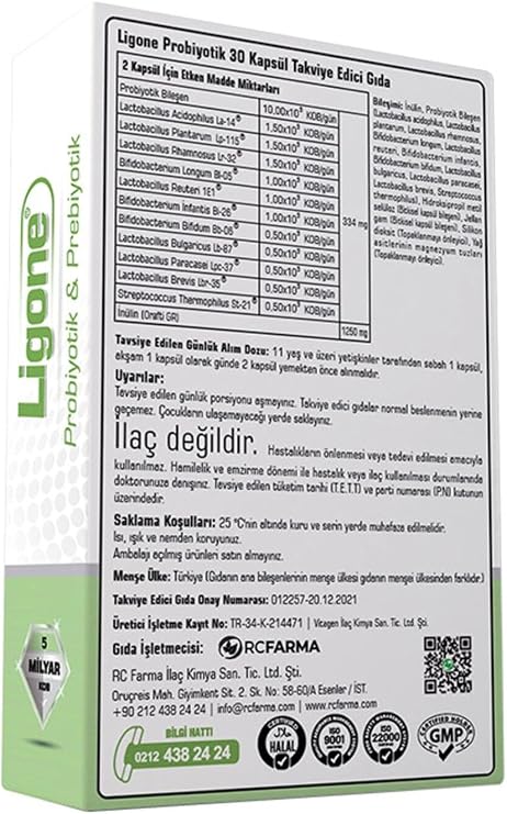 Ligone Probiyotik 30 Kapsül AROMASIZ Renkli