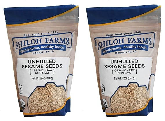 Shiloh Farms Organic Unhulled Sesame Seeds 12 oz Bag Pack of 2