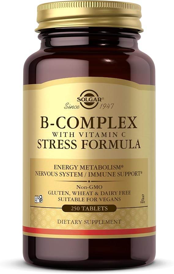 Solgar Vitamin B-Complex with Vitamin C Tablets - Pack of 250 - High Strength B-Complex - Energy, Immune and Nervous System Support - Vegan, Gluten Free and Kosher