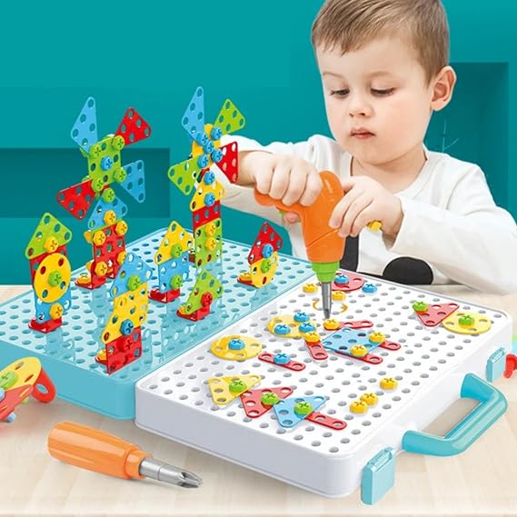 Giffy / Oyuncak 3D Yaratıcı 340 Parça Tamir Seti Pilli Matkaplı Sök Tak Çantalı Eğitici Tamir Setim