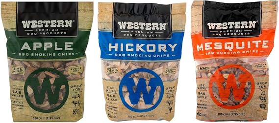 Western Perfect BBQ Smoking Wood Chips Variety Pack - Bundle (3) - Most Popular Flavors - Apple, Hickory & Mesquite (Original Version)