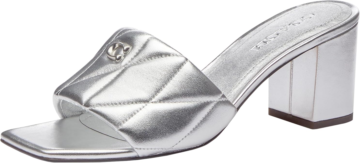 COACH womens Holly Block Heel Sandals With Quilting