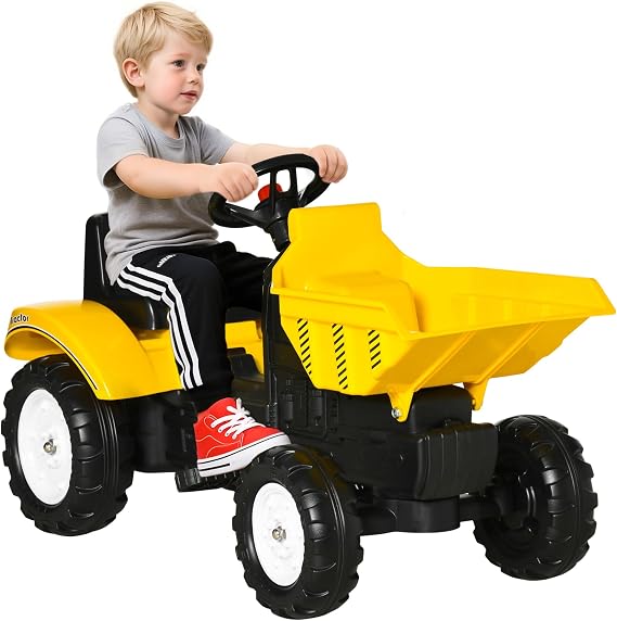Aosom Ride On Excavator with Manual Control Bucket for Ages 3-6 Yellow