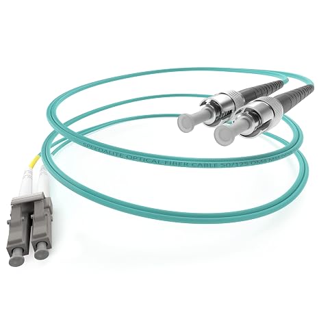 1M LC to ST Fiber Patch Cable OM4 Multimode Duplex 100Gig OFNR, 1 Meter
